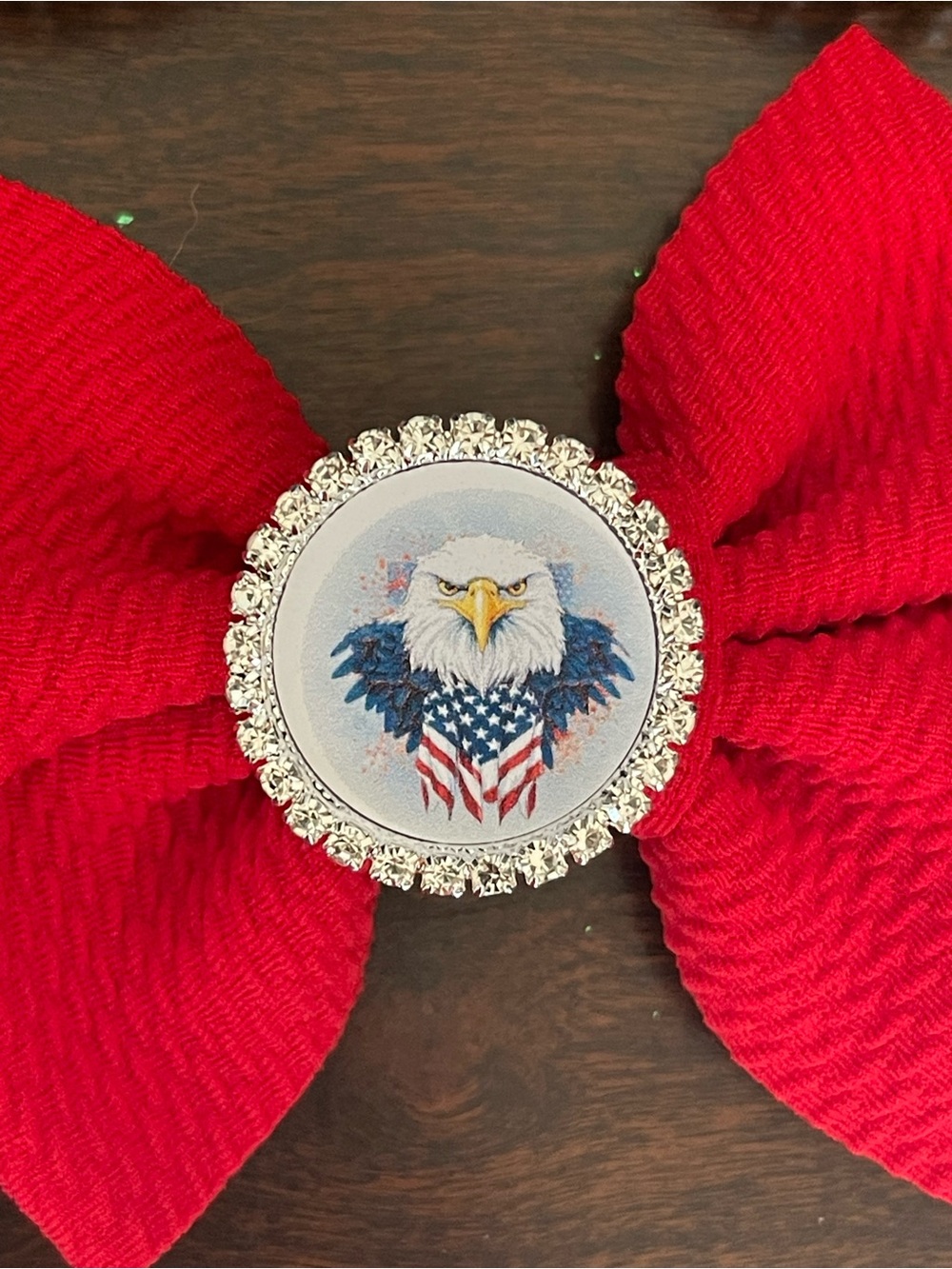 Patriotic Eagle Red Bow Hair Clip